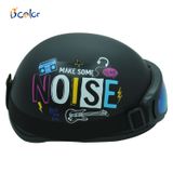 Mũ Bảo Hiểm Nửa Đầu B'color Màu Đen Có Chữ  Noise kính UV