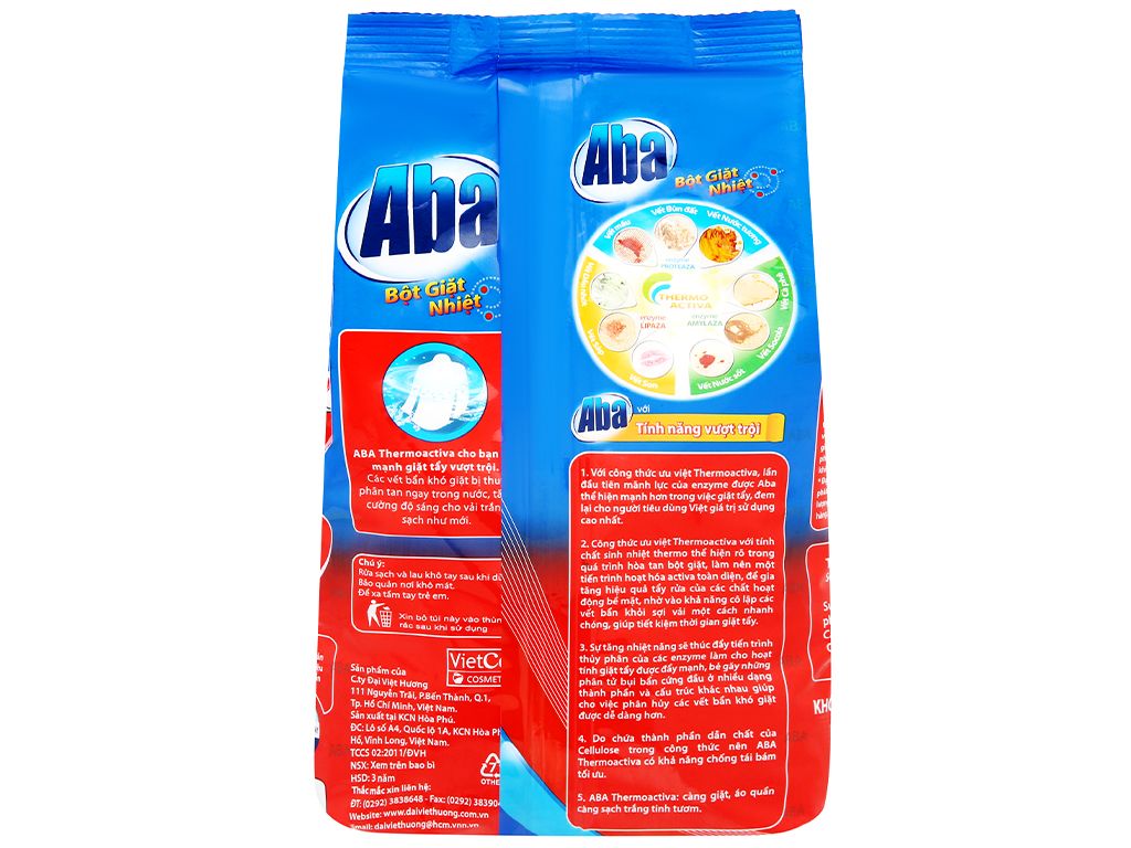 Bột giặt nhiệt Aba sạch tinh tươm 800g