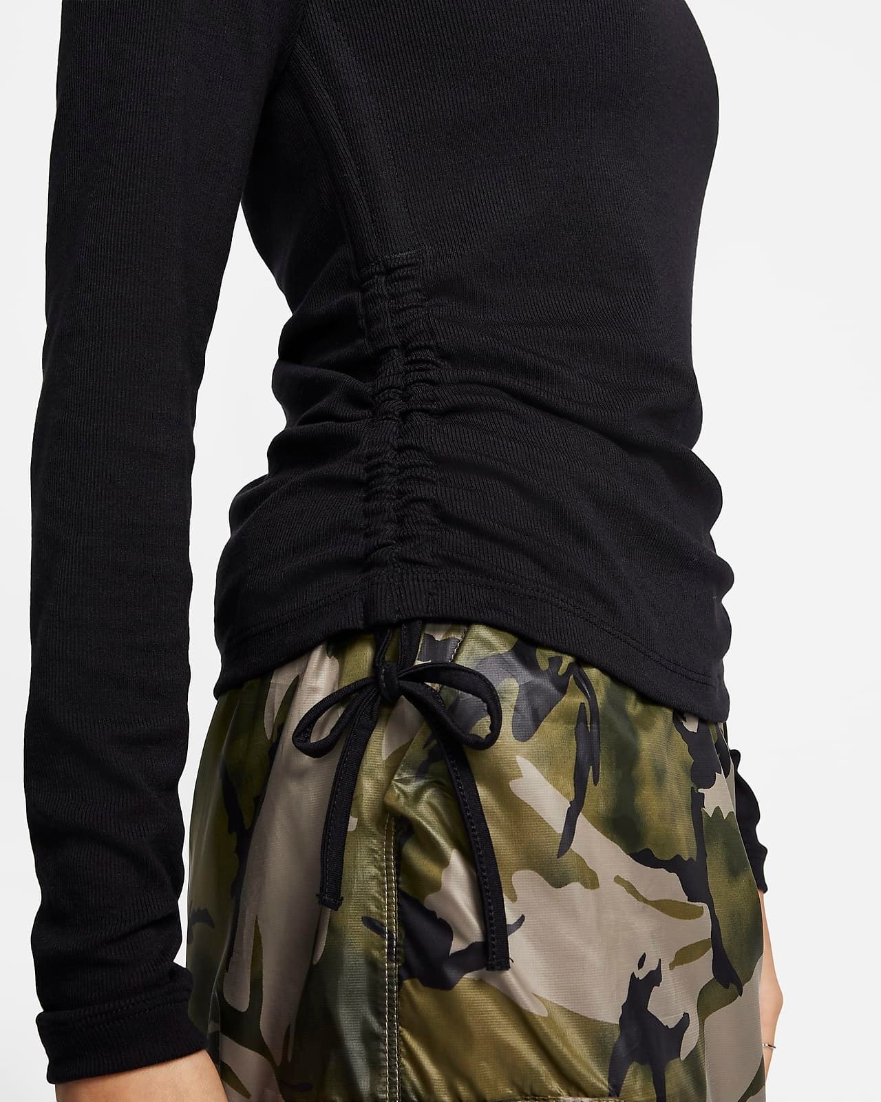 Áo Phông - Áo thun Crop Top Thể Thao Nữ NIKE Women'S Ribbed Long-Sleeve Mod Crop Top FB8718-010