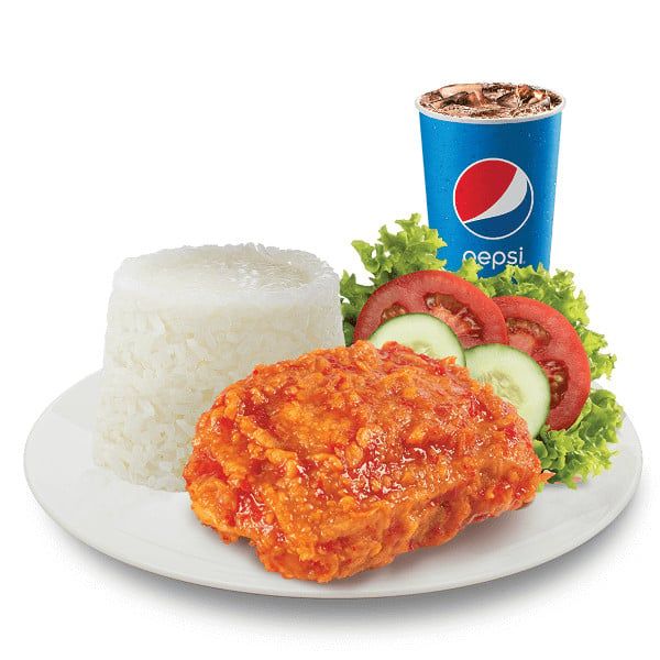1 Miếng gà sốt cay + Cơm + Nước - Jollibee