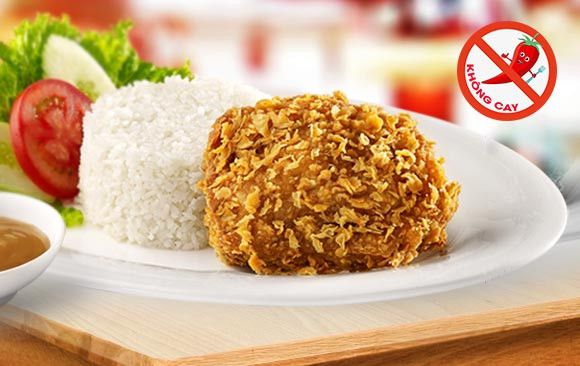 Cơm gà giòn không cay (1 phần)