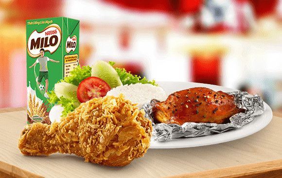 Combo 1 cơm gà truyền thống + 1 miếng gà truyền thống + Pepsi/Milo (combo cơm B)