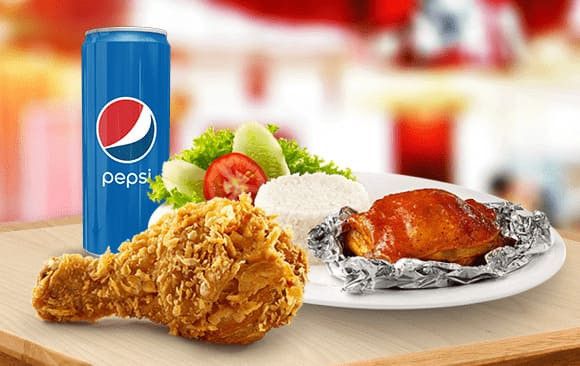 Combo 1 cơm gà truyền thống + 1 miếng gà truyền thống + Pepsi/Milo (combo cơm B)