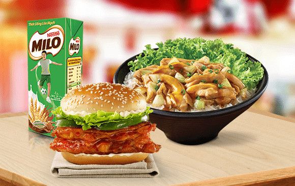 Combo 1 cơm gà giòn không cay + Burger Zinger + Pepsi/Milo (combo cơm C)