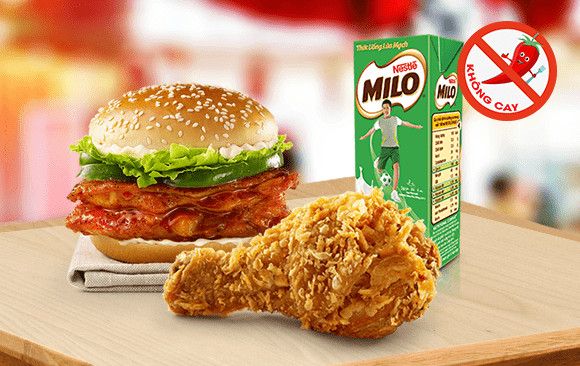 Combo 1 miếng gà giòn không cay + 1 Burger Gà quay Flava + Pepsi/Milo (combo gà rán D)