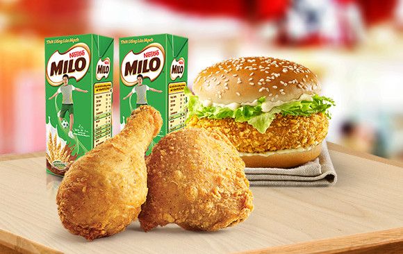 Combo 2 miếng gà truyền thống + 1 Burger Tôm + 2Pepsi/2Milo (combo nhóm A)
