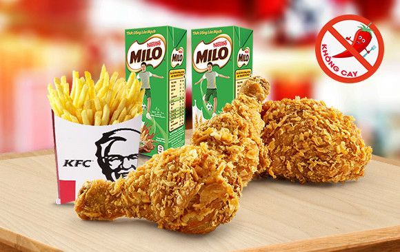Combo 3 miếng gà giòn cay + Khoai tây múi cau (lớn) + 2Pepsi/2Milo (combo nhóm B)
