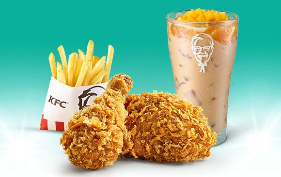 Combo Trà sữa đào + 2 miếng gà truyền thống + Khoai tây múi cau (vừa)