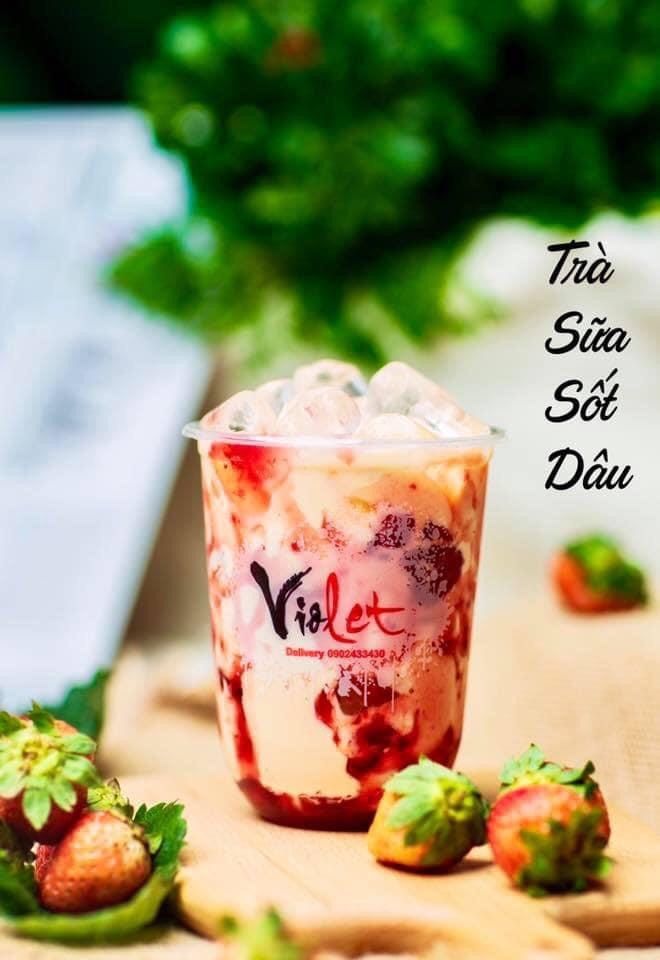 Trà Sữa Sốt Dâu + Trân Châu Giòn - Violet
