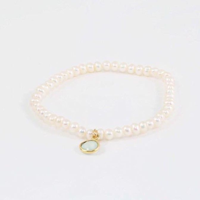 Lắc tay Freshwater Pearl đính đá thạch anh 9