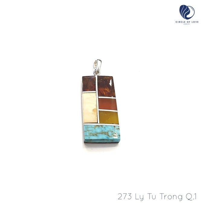 MẶT DÂY CHUYỀN HỔ PHÁCH BA LAN PHỐI ĐÁ TURQUOISE 2