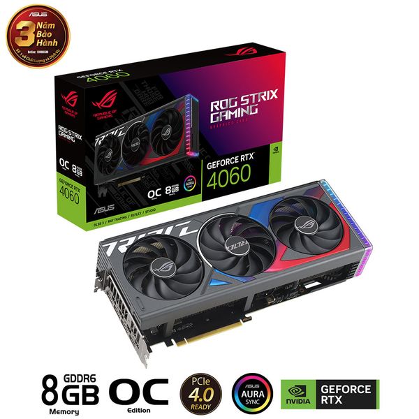 VGA RTX 4060 8G ASUS ROG STRIX OC GAMING 3 FAN NEW