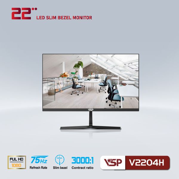 LCD 22 IN VSP V2204H PHẲNG ĐEN NEW