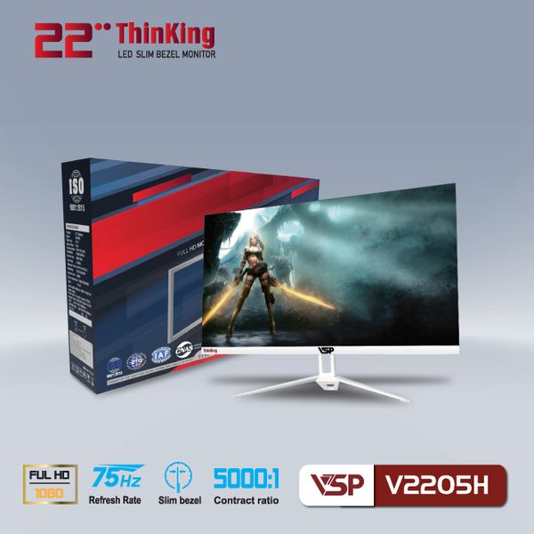 LCD 22 IN VSP V2205H TRẮNG PHẲNG NEW