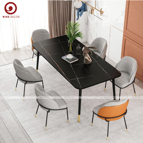 BAC-142 Bộ bàn ăn Ceramic A5 và 5 ghế Fil Noir Minotti