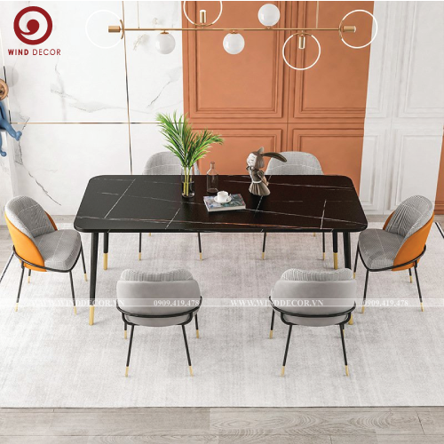BAC-142 Bộ bàn ăn Ceramic A5 và 5 ghế Fil Noir Minotti