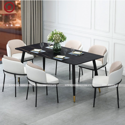BAC-142 Bộ bàn ăn Ceramic A5 và 5 ghế Fil Noir Minotti