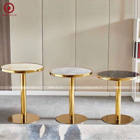 B-10 Bàn Tulip chân mạ vàng mặt giả vân đá