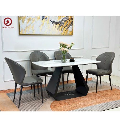 Bộ bàn ăn Simple Ceramic và 4 Ghế Gemma