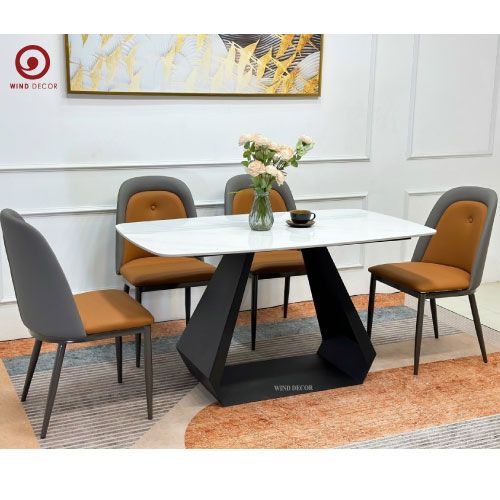 Bộ bàn ăn Simple Ceramic và 4 Ghế Owen