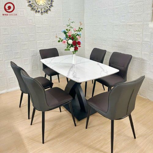 Bộ bàn ăn Tiara Ceramic và 4 Ghế Willow