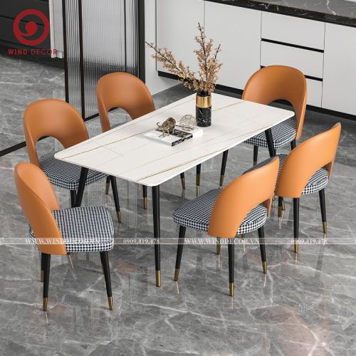 BAC-144 Bộ bàn ăn Ceramic A5 và 6 ghế Collin-G