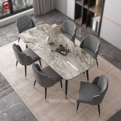 BAC-181 Bộ bàn ăn Ceramic Ozio và 4 ghế Fil Noir Minotti
