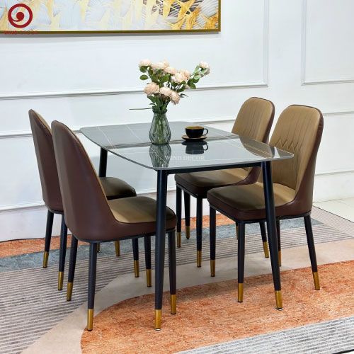 Bộ bàn ăn Ceramic và 4 Monet Không Tay