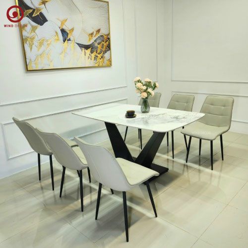 Bộ bàn ăn Vimo Ceramic và 6 Ghế Iva