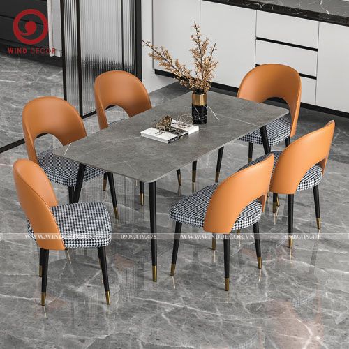 BAC-144 Bộ bàn ăn Ceramic A5 và 6 ghế Collin-G