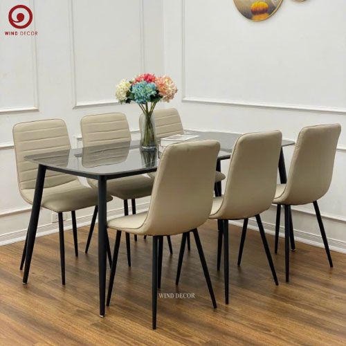 Bộ bàn ăn Ceramic và 6 Ghế Elis