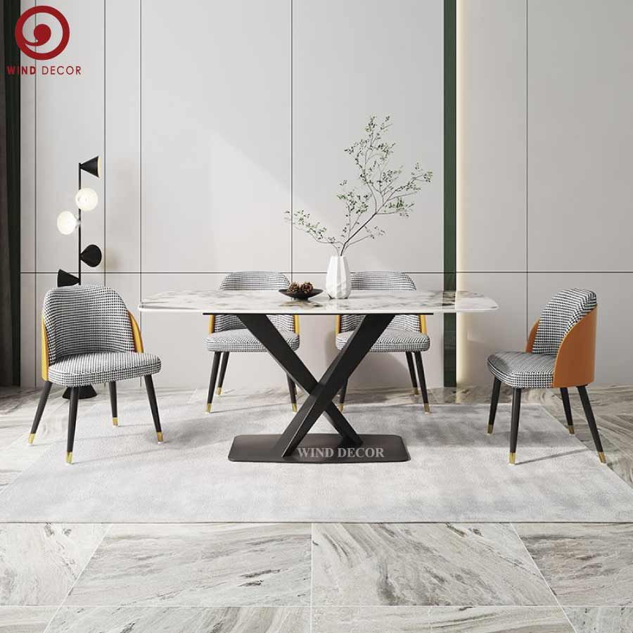 BAC-187 Bộ bàn ăn Stratos Ceramic và 4 ghế Fil Noir Minotti