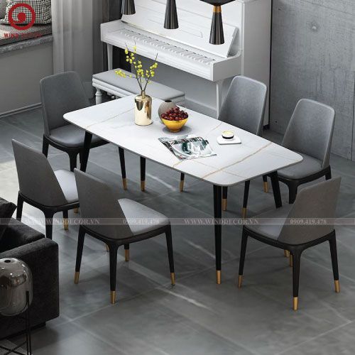 BAC-36 Bộ bàn ăn Ceramic A5 và 6 ghế Grace-G