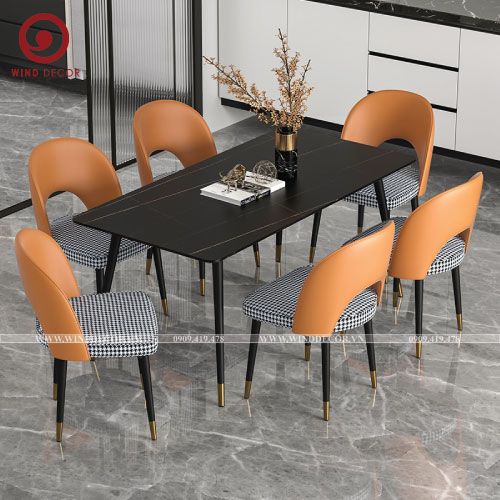 BAC-144 Bộ bàn ăn Ceramic A5 và 6 ghế Collin-G