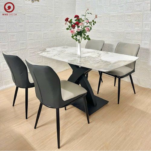 Bộ bàn ăn Tiara Ceramic và 4 Ghế Willow
