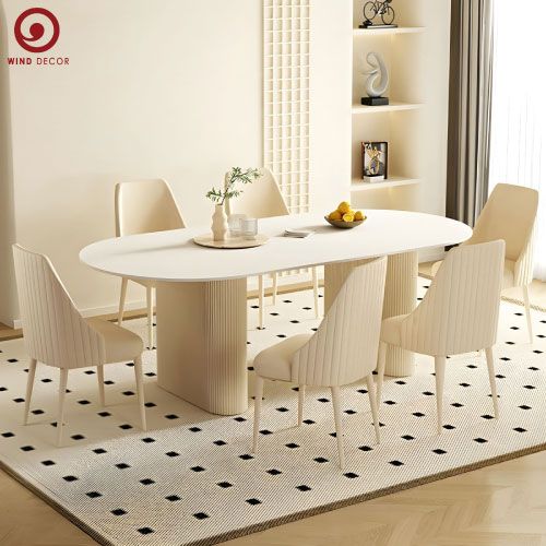 BAC-45 Bộ bàn ăn Oval Wood và 4 Ghế Monina