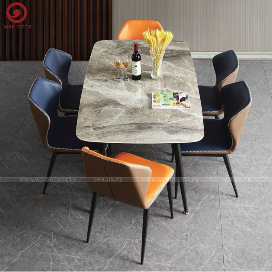 BAC-149 Bộ bàn ăn Ceramic Ozio và 6 ghế Vaz