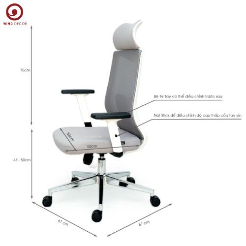 Ghế Văn Phòng Chân Xoay Ngã Lưng JO-811