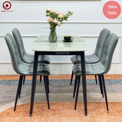 Bộ bàn ăn Ceramic và 4 Ghế Caro