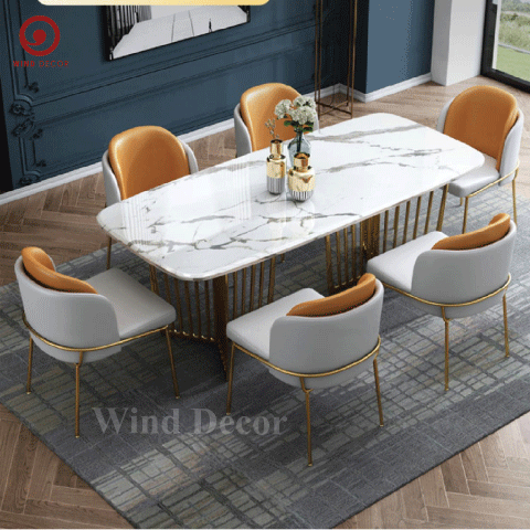 BAC-99 Bộ bàn ăn Royal và 6 ghế Fil Noir Minotti
