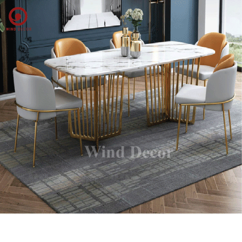 BAC-99 Bộ bàn ăn Royal và 6 ghế Fil Noir Minotti