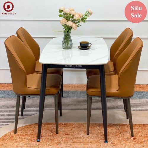 Bộ bàn ăn Ceramic và 4 Ghế Kave