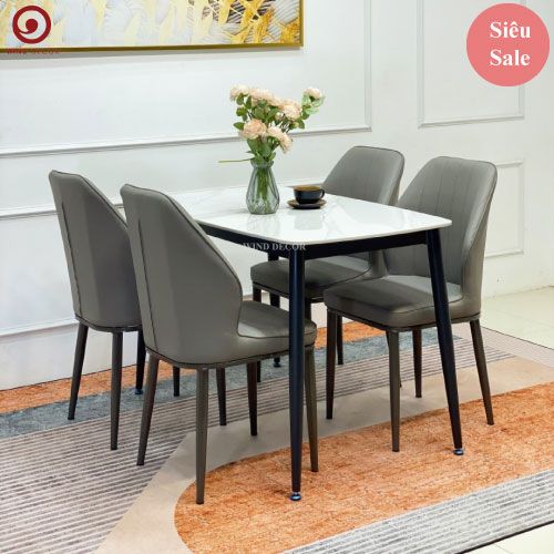 Bộ bàn ăn Ceramic và 4 Ghế Kave