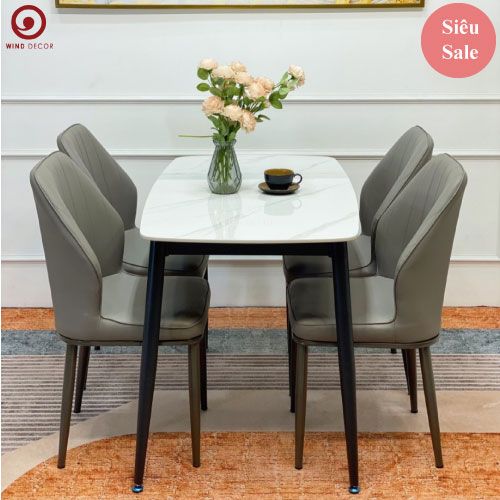 Bộ bàn ăn Ceramic và 4 Ghế Kave