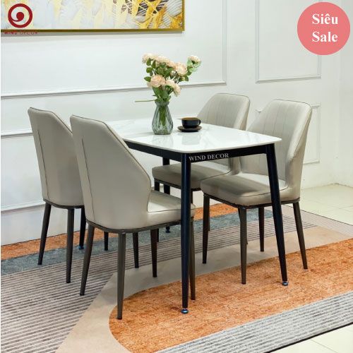 Bộ bàn ăn Ceramic và 4 Ghế Kave