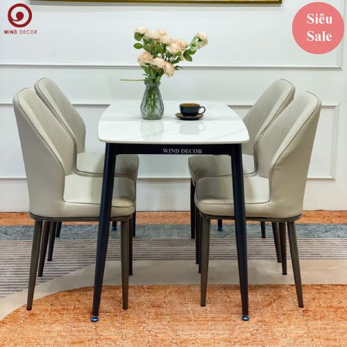 Bộ bàn ăn Ceramic và 4 Ghế Kave