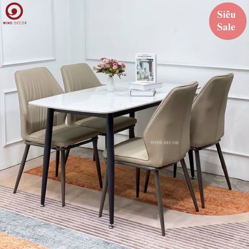 Bộ bàn ăn Ceramic và 4 Ghế Balyon