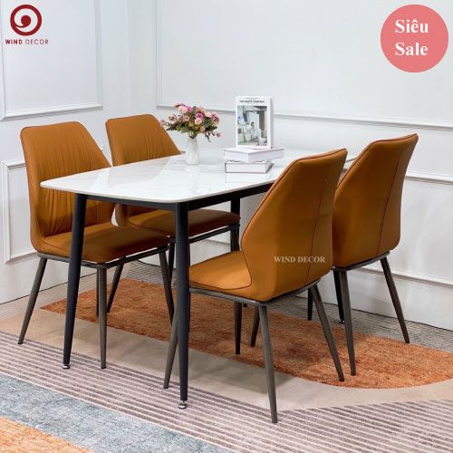 Bộ bàn ăn Ceramic và 4 Ghế Balyon