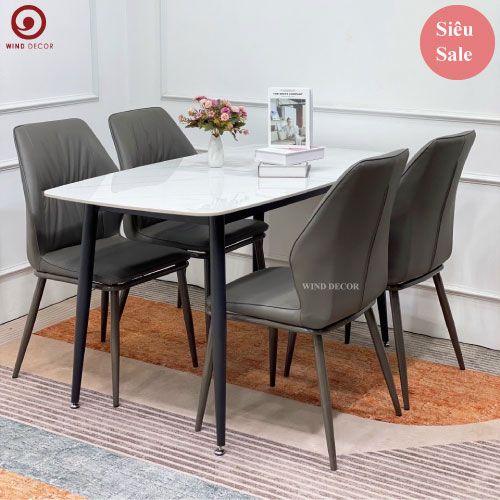Bộ bàn ăn Ceramic và 4 Ghế Balyon