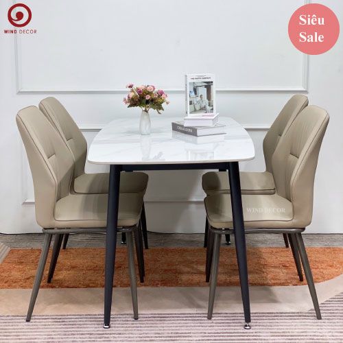 Bộ bàn ăn Ceramic và 4 Ghế Balyon